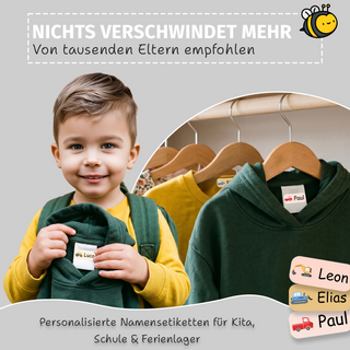 Aufkleber Kleidung "Namensaufkleber Kinder" - Motiv Bagger