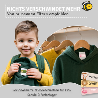 Aufkleber Kleidung "Namensaufkleber Kinder" - Motiv Dschungel Tiere