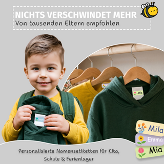 Aufkleber Kleidung "Namensaufkleber Kinder" - Motiv Blumen