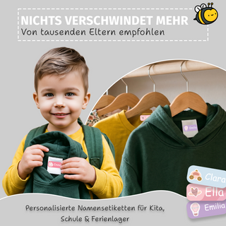 Aufkleber Kleidung "Namensaufkleber Kinder" - Motiv Rosa