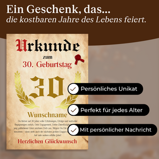 Personalisiertes Poster – Urkunde 30 Jahre