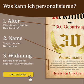 Personalisiertes Poster – Urkunde 30 Jahre