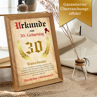 Personalisiertes Poster – Urkunde 30 Jahre