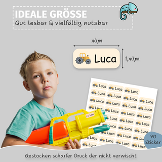 Aufkleber Kleidung "Namensaufkleber Kinder" - Motiv Bagger