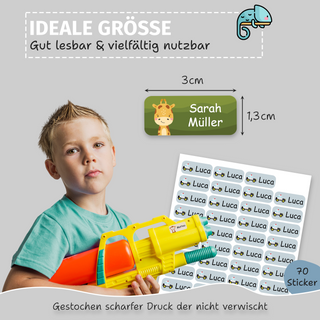 Aufkleber Kleidung "Namensaufkleber Kinder" - Motiv Dschungel Tiere