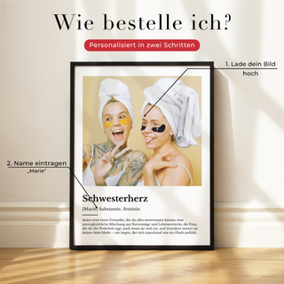 Personalisiertes Poster – Definition Schwesterherz