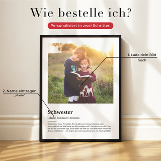 Personalisiertes Poster – Definition Schwester
