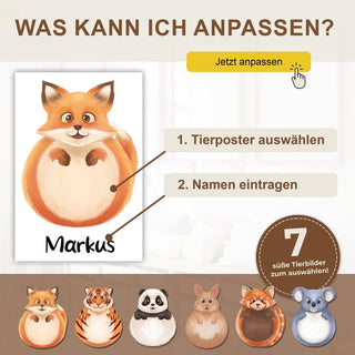 Personalisiertes Poster – Baby Fußabdruck Motiv Fuchs
