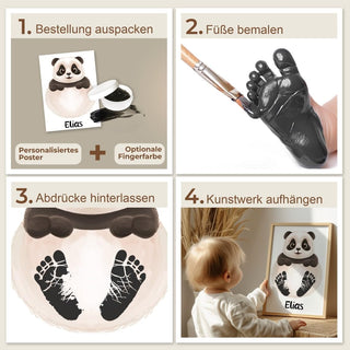 Personalisiertes Poster – Baby Fußabdruck Motiv Panda