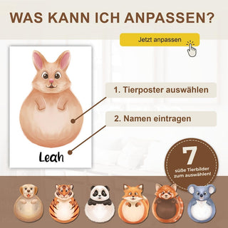 Personalisiertes Poster – Baby Fußabdruck Motiv Kaninchen