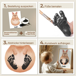 Personalisiertes Poster – Baby Fußabdruck Motiv Kaninchen