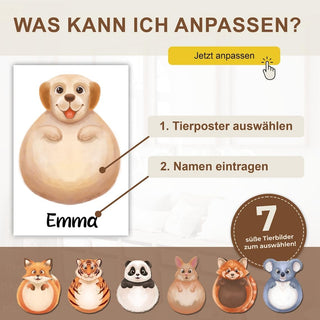Personalisiertes Poster – Baby Fußabdruck Motiv Hund