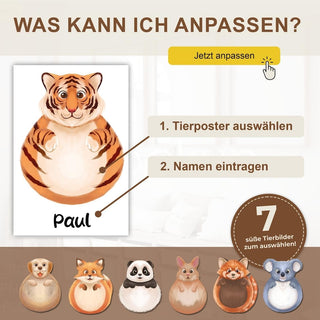 Personalisiertes Poster – Baby Fußabdruck Motiv Tiger