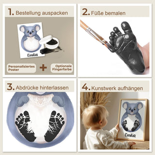 Personalisiertes Poster – Baby Fußabdruck Motiv Koala