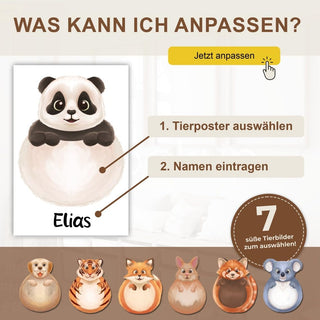 Personalisiertes Poster – Baby Fußabdruck Motiv Panda