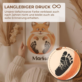 Personalisiertes Poster – Baby Fußabdruck Motiv Fuchs