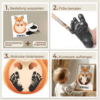 Personalisiertes Poster – Baby Fußabdruck Motiv Fuchs
