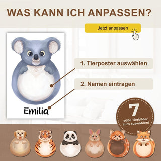 Personalisiertes Poster – Baby Fußabdruck Motiv Koala