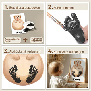 Personalisiertes Poster – Baby Fußabdruck Motiv Hund