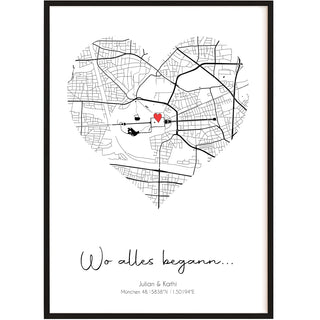 Personalisiertes Poster – Wo alles begann mit Koordinaten
