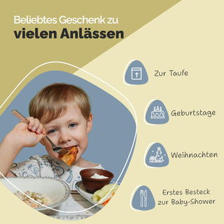 WMF Kinderbesteck mit Namensgravur, 4-teiliges Set aus Edelstahl, Tiere-Motif