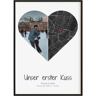 Personalisiertes Poster – Unser erster Kuss mit Foto