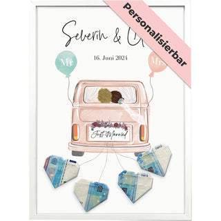 Personalisiertes Poster – Geldgeschenk Hochzeit Rosa Bully