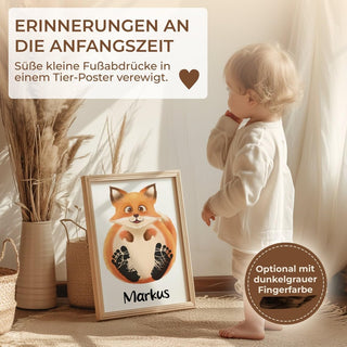 Personalisiertes Poster – Baby Fußabdruck Motiv Fuchs