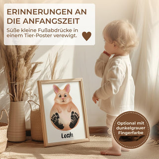Personalisiertes Poster – Baby Fußabdruck Motiv Kaninchen