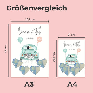 Personalisiertes Poster – Geldgeschenk Hochzeit Rosa Bully