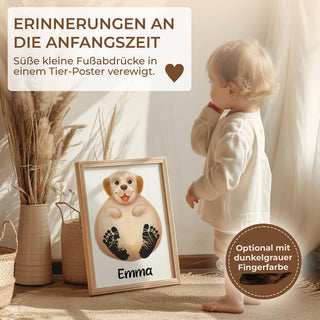 Personalisiertes Poster – Baby Fußabdruck Motiv Hund