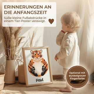 Personalisiertes Poster – Baby Fußabdruck Motiv Tiger