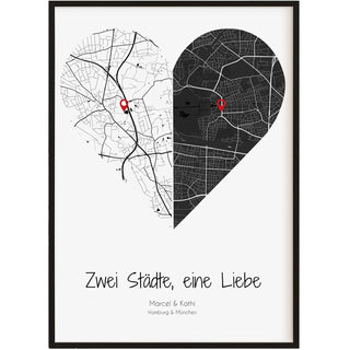 Personalisiertes Poster – Zwei Städte, eine Liebe