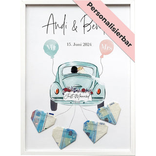 Personalisiertes Poster – Geldgeschenk Hochzeit Blauer Käfer