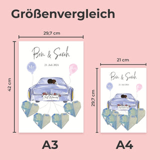 Personalisiertes Poster – Geldgeschenk Hochzeit Lila Cadillac