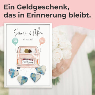 Personalisiertes Poster – Geldgeschenk Hochzeit Rosa Bully