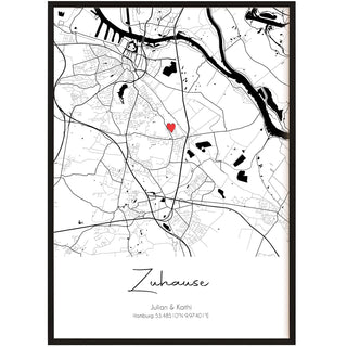 Personalisiertes Poster – Zuhause mit Koordinaten