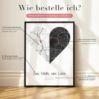 Personalisiertes Poster – Zwei Städte, eine Liebe