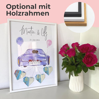 Personalisiertes Poster – Geldgeschenk Hochzeit Blauer Käfer
