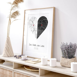Personalisiertes Poster – Zwei Städte, eine Liebe