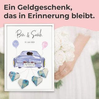 Personalisiertes Poster – Geldgeschenk Hochzeit Lila Cadillac