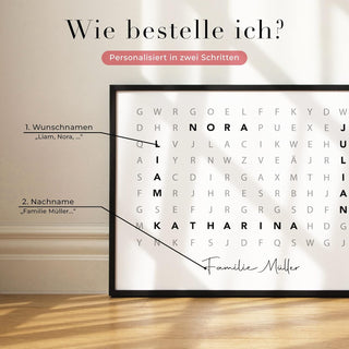 Personalisiertes Poster – Familien Wortsuche Querformat