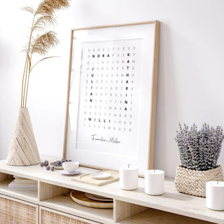 Personalisiertes Poster – Familien Wortsuche Hochformat