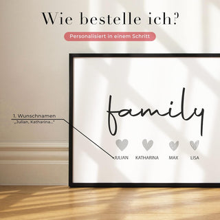 Personalisiertes Poster – Familie Poster mit Herz