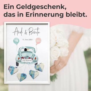 Personalisiertes Poster – Geldgeschenk Hochzeit Blauer Käfer