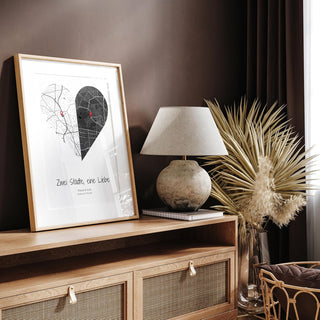 Personalisiertes Poster – Zwei Städte, eine Liebe