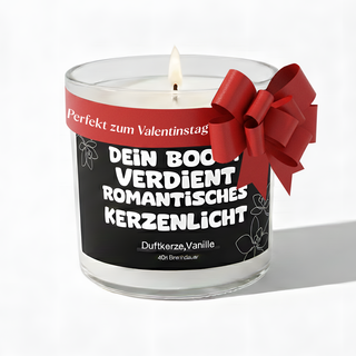 Duftkerze im Glas mit frechem Spruch - Dein Booty Verdient Romantisches Kerzenlicht
