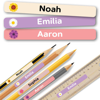 Personalisierte Namensaufkleber – Blumen