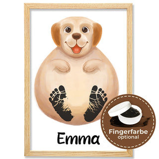 Personalisiertes Poster – Baby Fußabdruck Motiv Hund