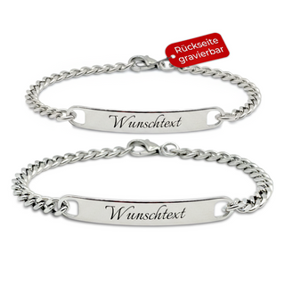 Graviertes Armband – Silber Paar